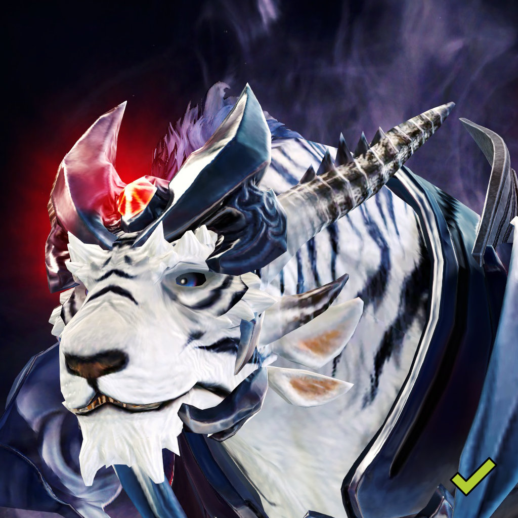Close-up screenshot of a charr, showing mostly the head